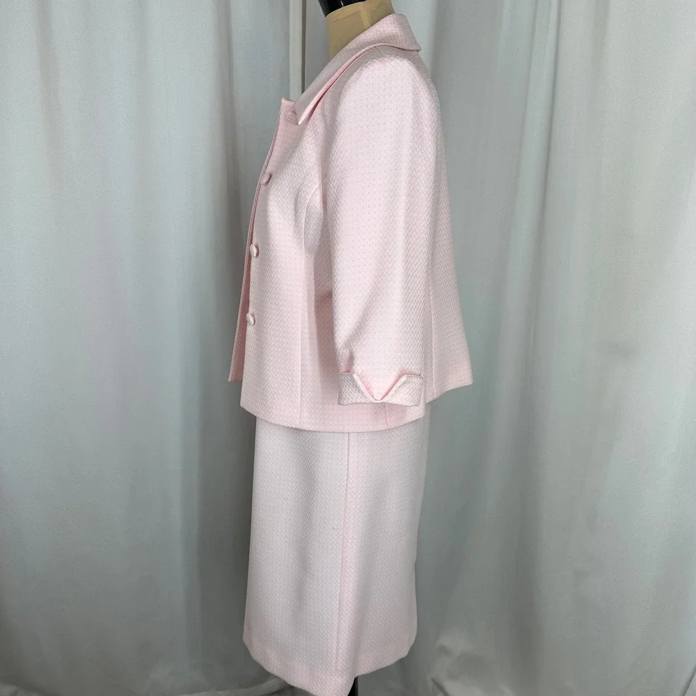 Jessica Howard Petite Pink 2 Piece Dress Jacket Set Size 6P Career Church READ